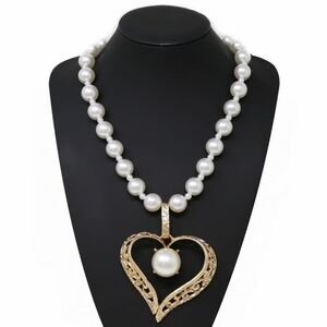 Pearl Open Heart Pendant Necklace Set